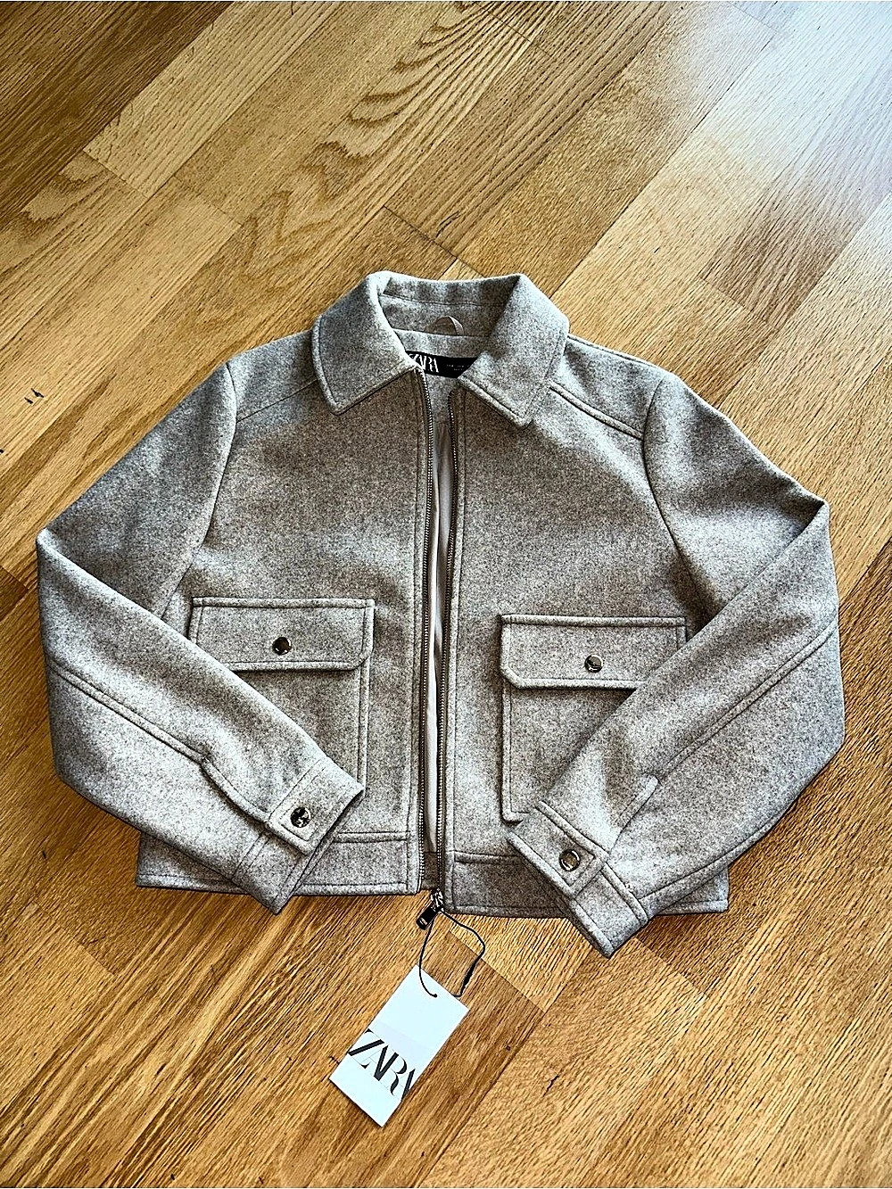 Zara Cropped Bouclé Jacket in Gray